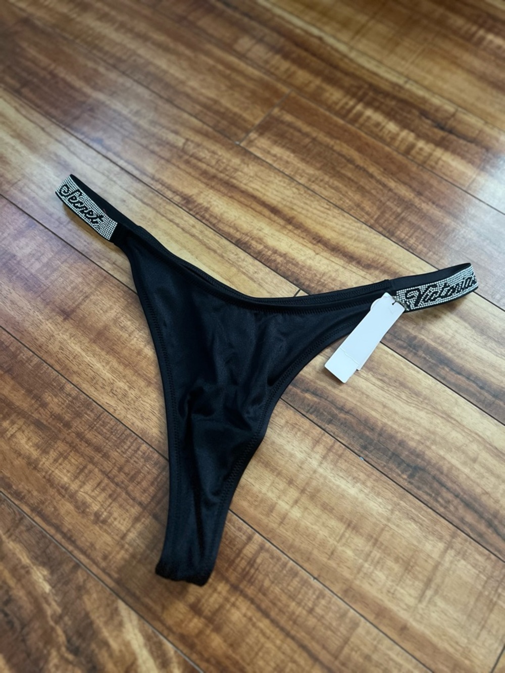 Victoria Secret Black Logo-Trim Bikini Bottoms
